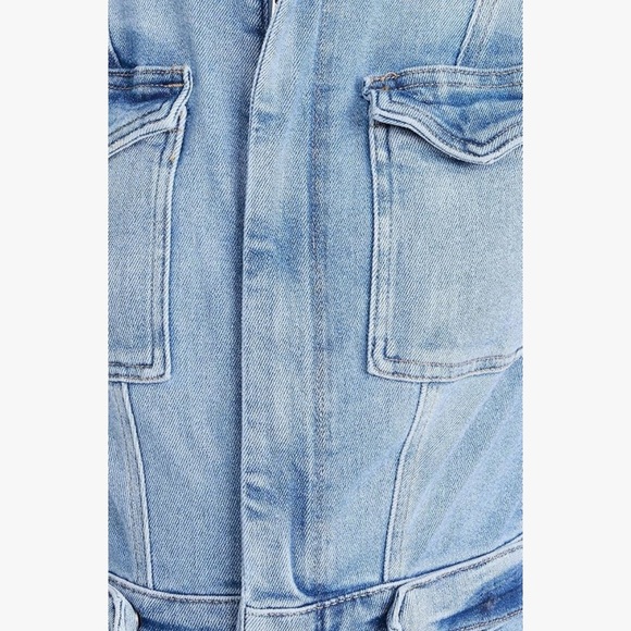 GOOD AMERICAN SHORT SLEEVE DENIM FADE WASH JUMPSUIT! NWT! XL - Picture 4 of 9